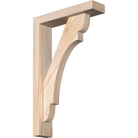 Ekena Millwork Olympic Block Smooth Bracket w/ Offset Brace, Douglas Fir, 3 1/2"W x 14"D x 22"H BKT0402X14X22OLY05SDF